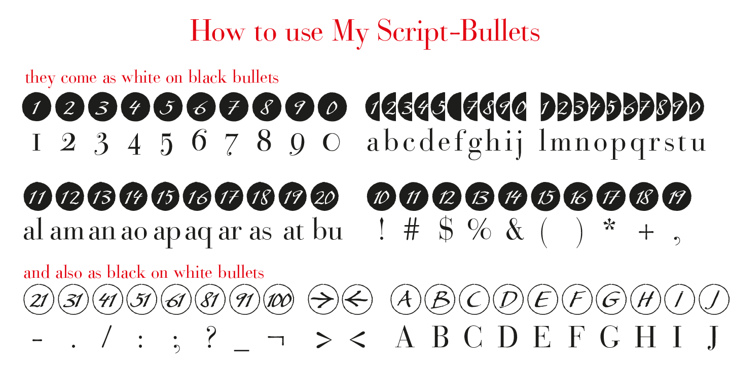 Bullets Sans pos Font preview